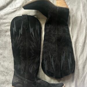 Black Suede Western Boots